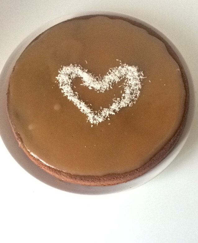 Moelleux chocolat coeur coco nappage caramel