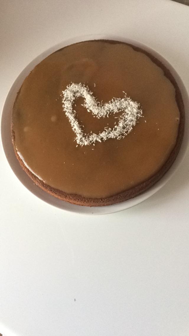 Moelleux au chocolat cœur coco nappage caramel