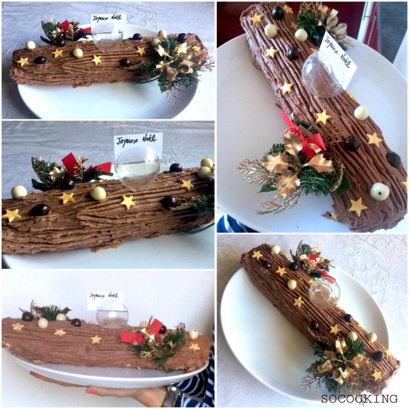 Bûche de Noël crème de marron et glaçage chocolat