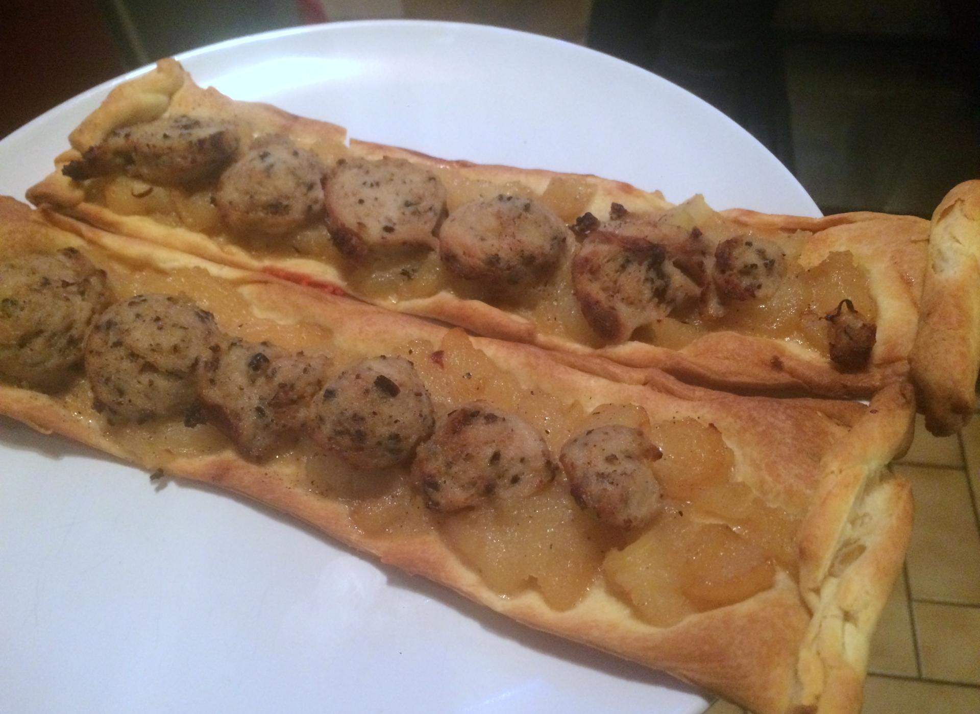 feuilleté croustillant de pomme et boudin blanc